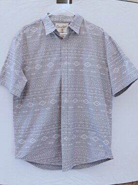 Coastal Mens Short Sleeve Shirt Button Up Size XL Blue Aztec Western Print